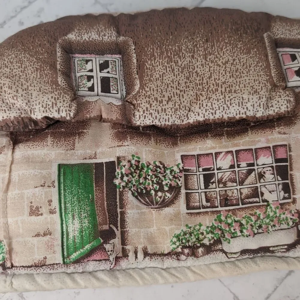 Vintage Sari Fabrics Thatched Cottage Tea Cosy The Tea Shop Retro Padded England